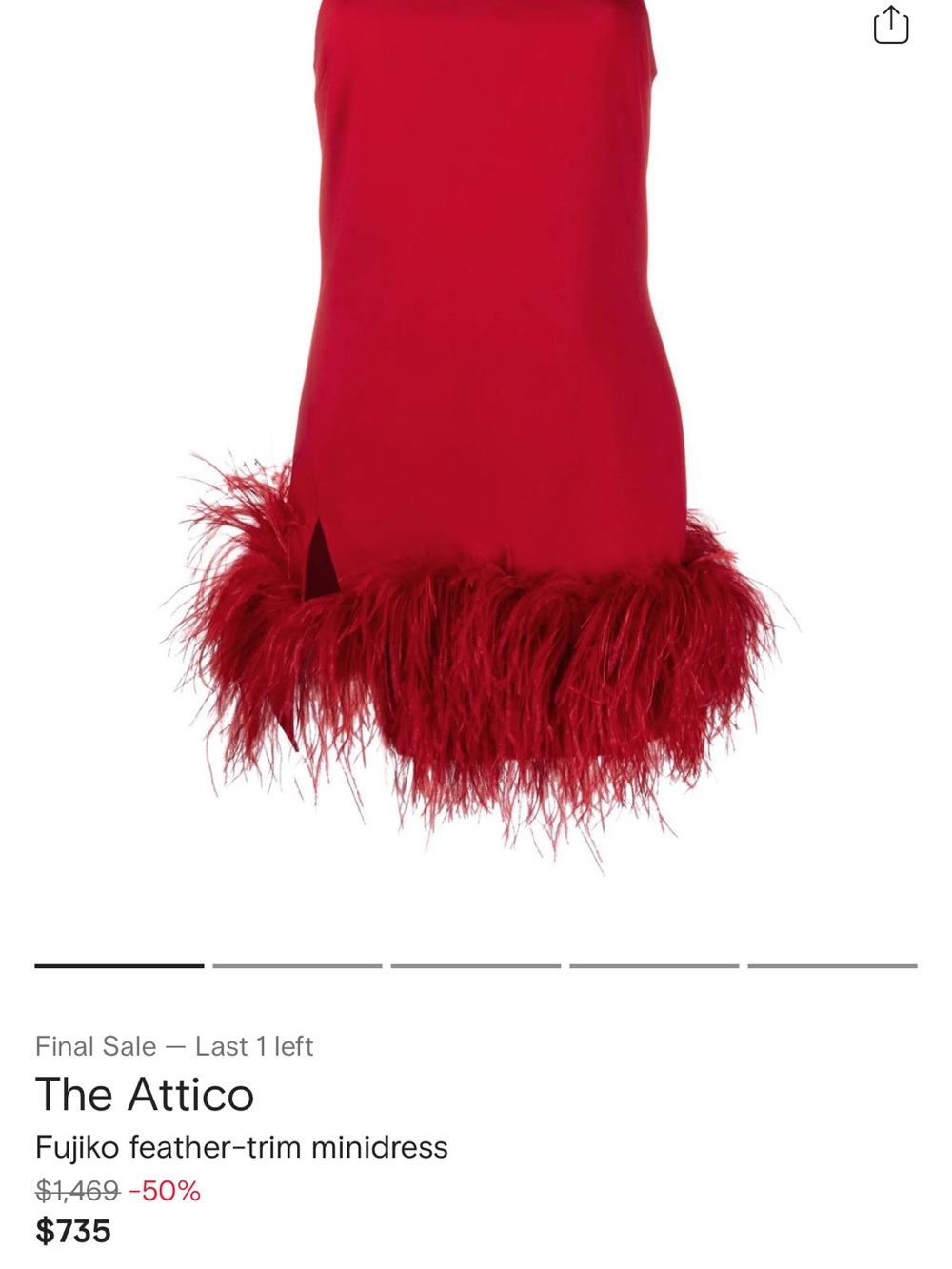 The Attico Red Feather-Trim Mini Dress - Picture 4 of 8